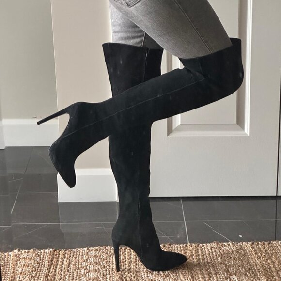 Black Over-the-knee Boots for Women real suede! - Picture 1 of 8